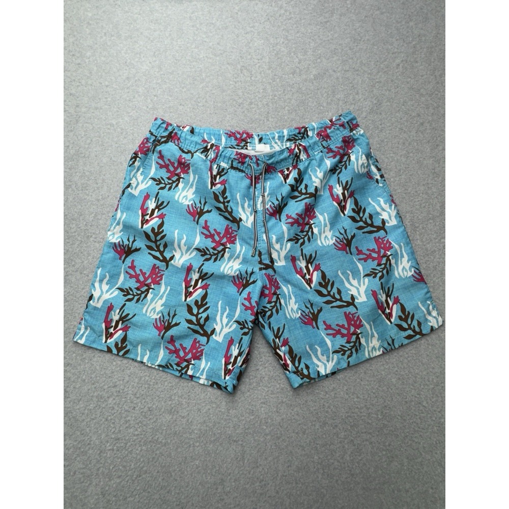 Peter Millar Swim Shorts Mens Large Blue Coral Reef Lined Drawstring Waist